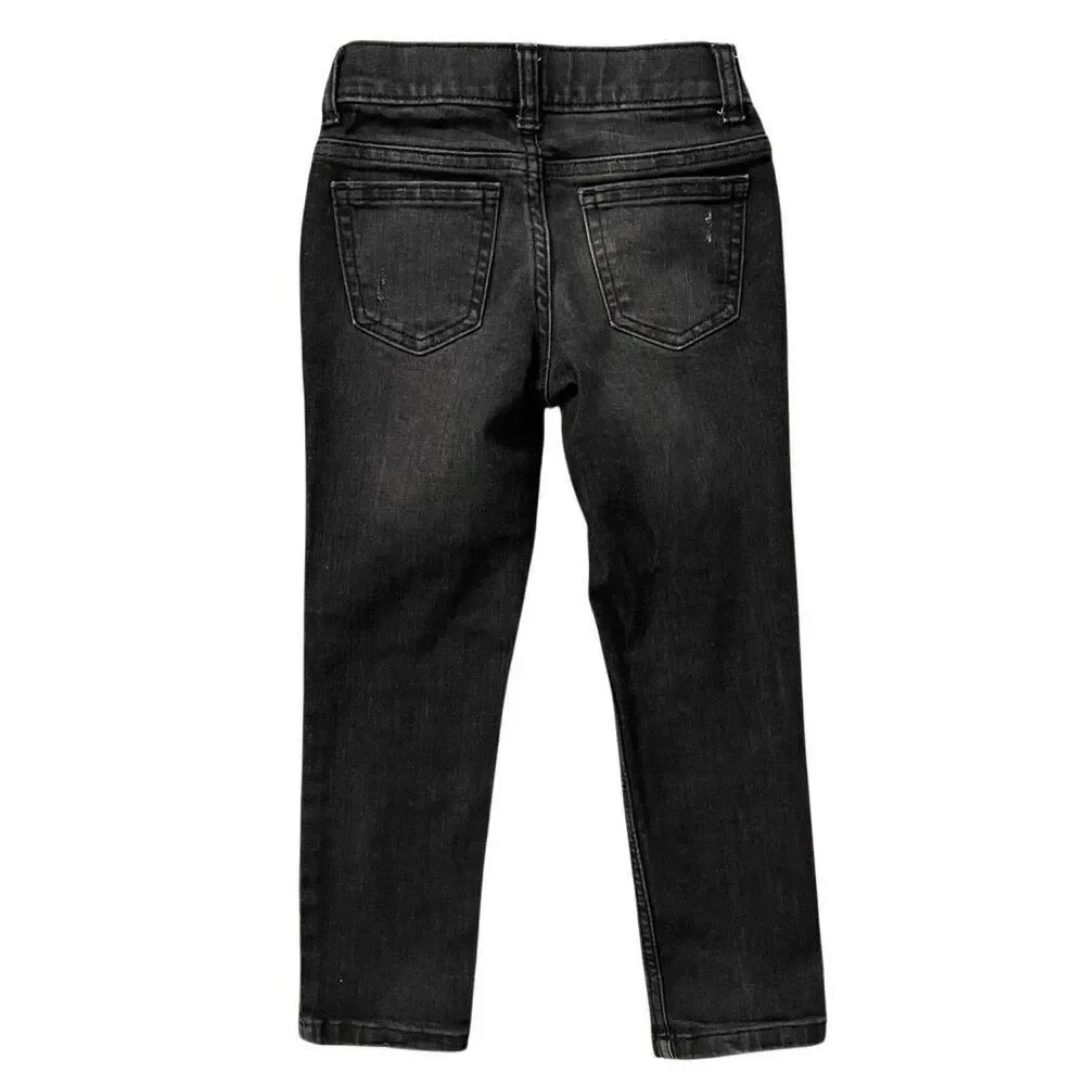 Wonder Nation Boys Black Slim Fit Rip & Repair Distressed Denim Jeans Size 5